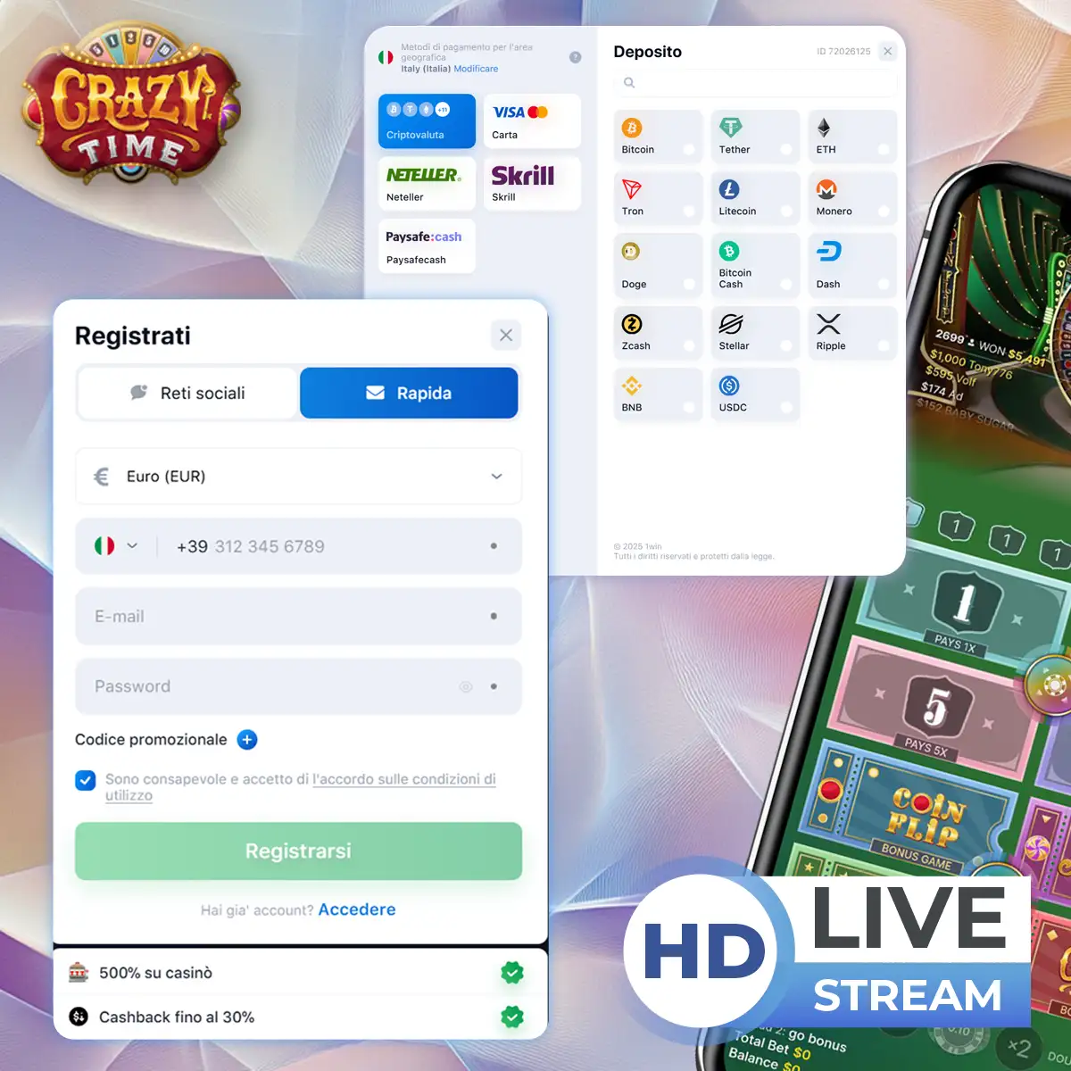Come vedere Crazy Time in diretta.